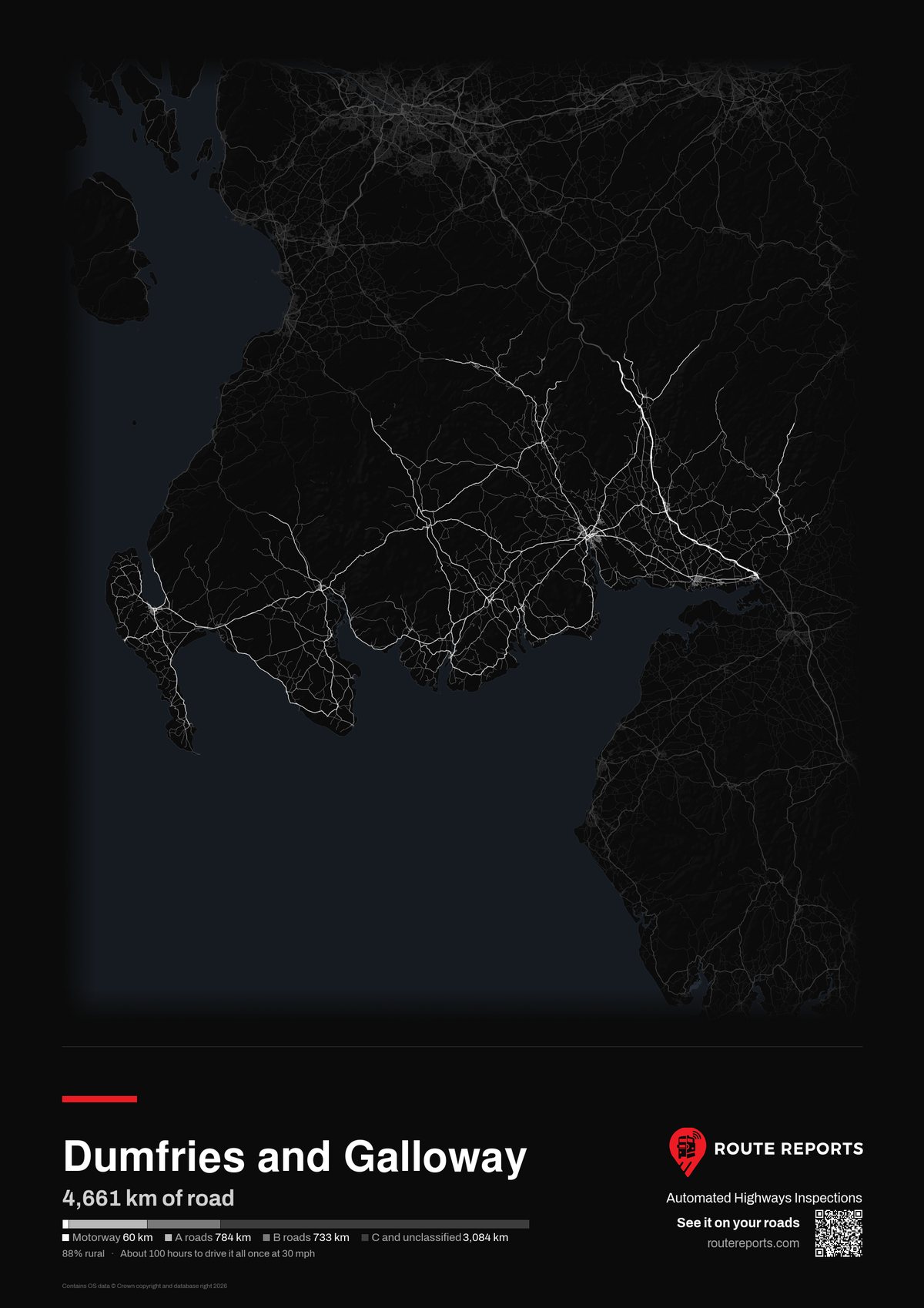 Road network poster, black