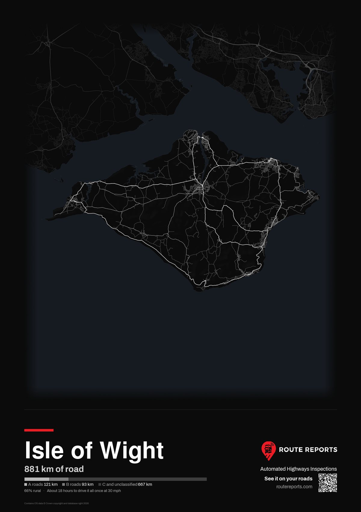 Road network poster, black
