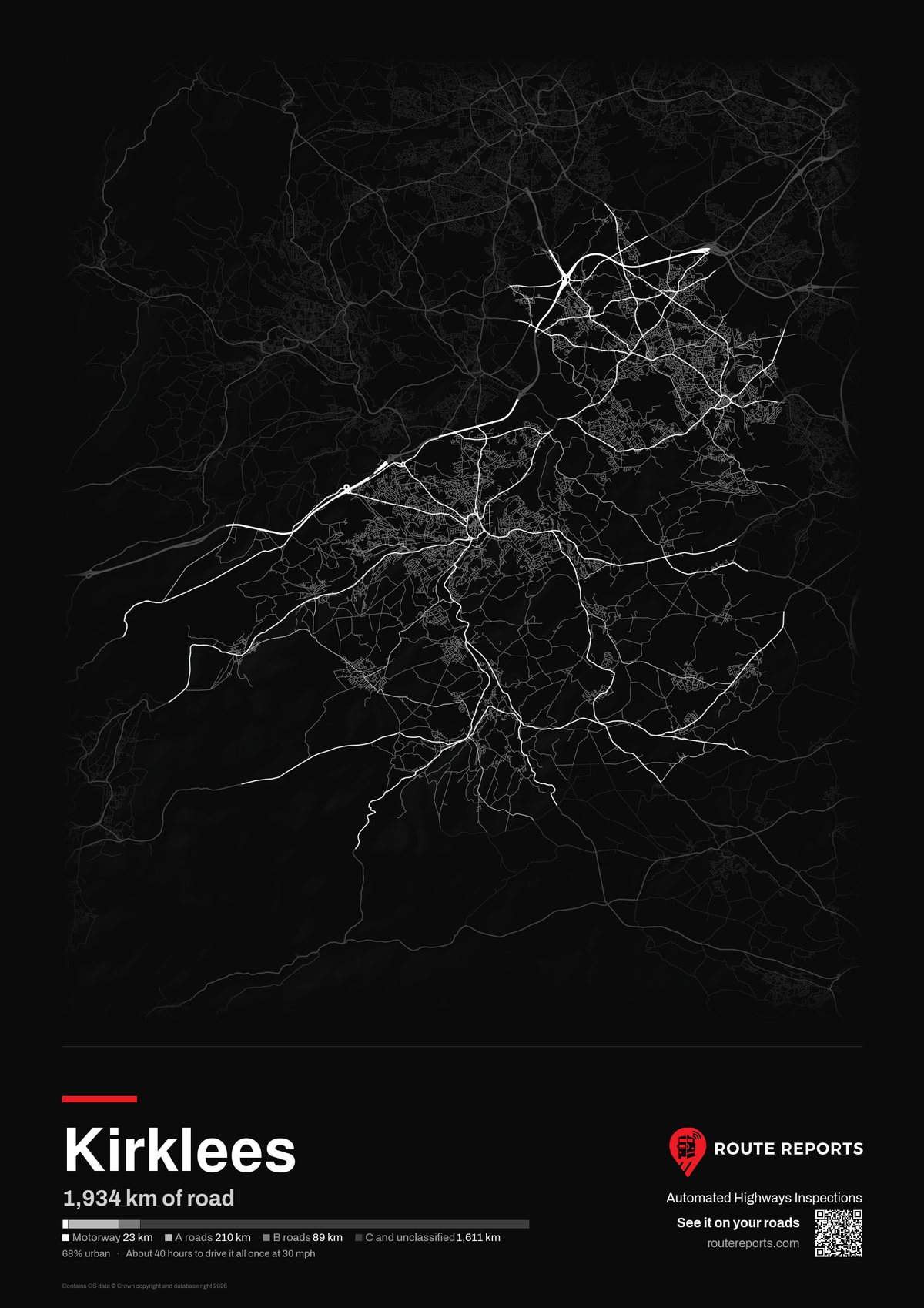 Road network poster, black