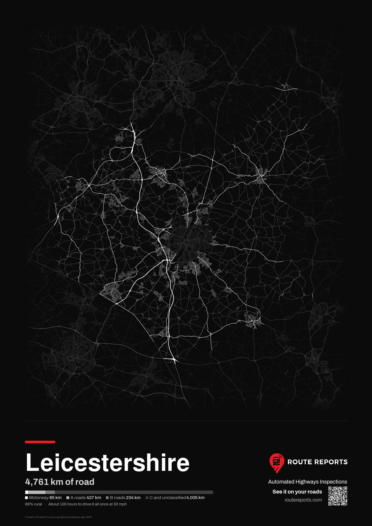 Road network poster, black