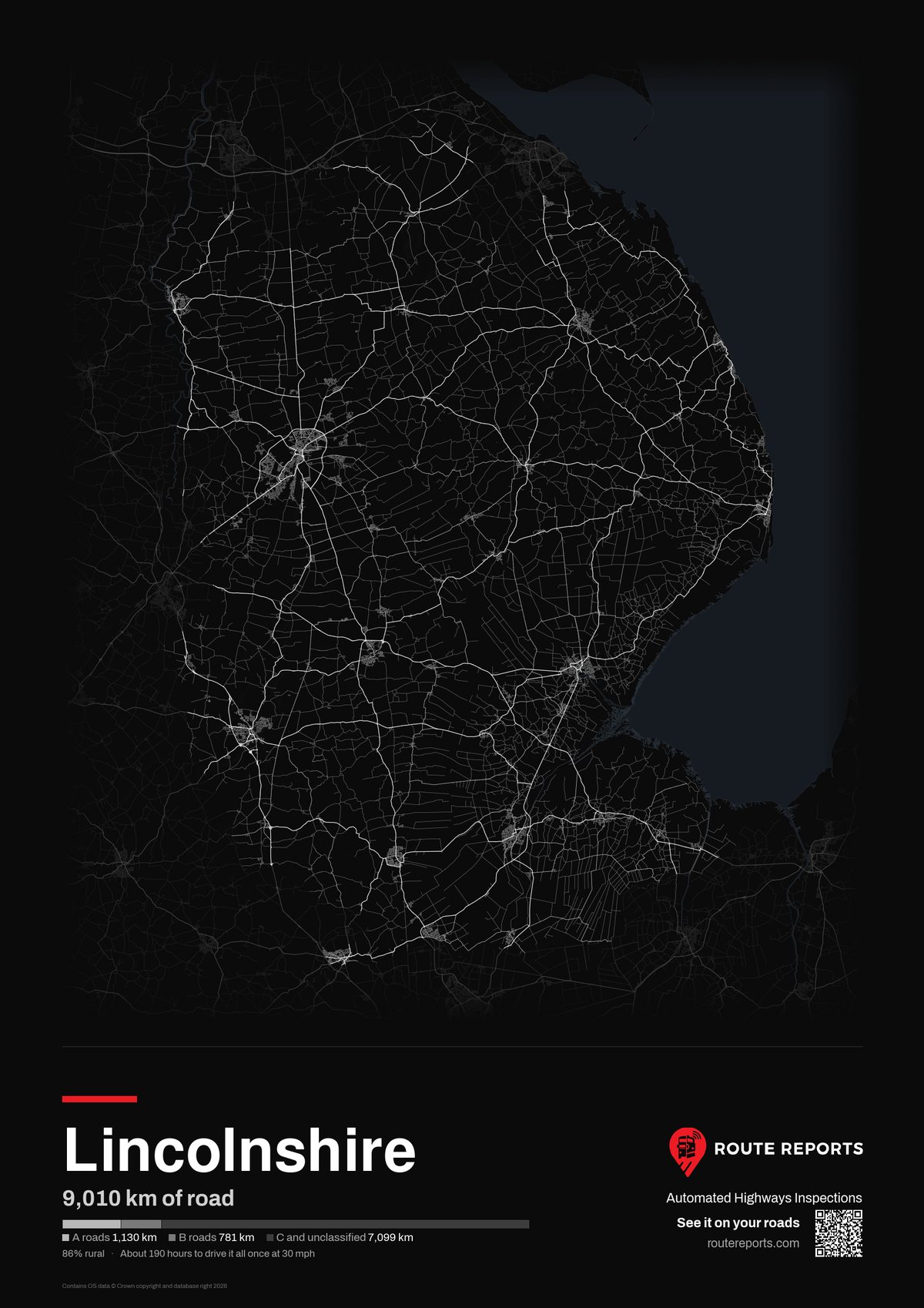 Road network poster, black
