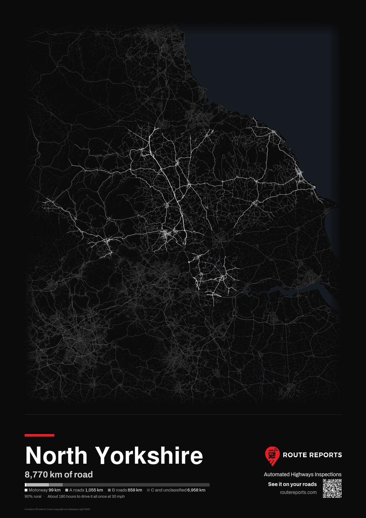Road network poster, black