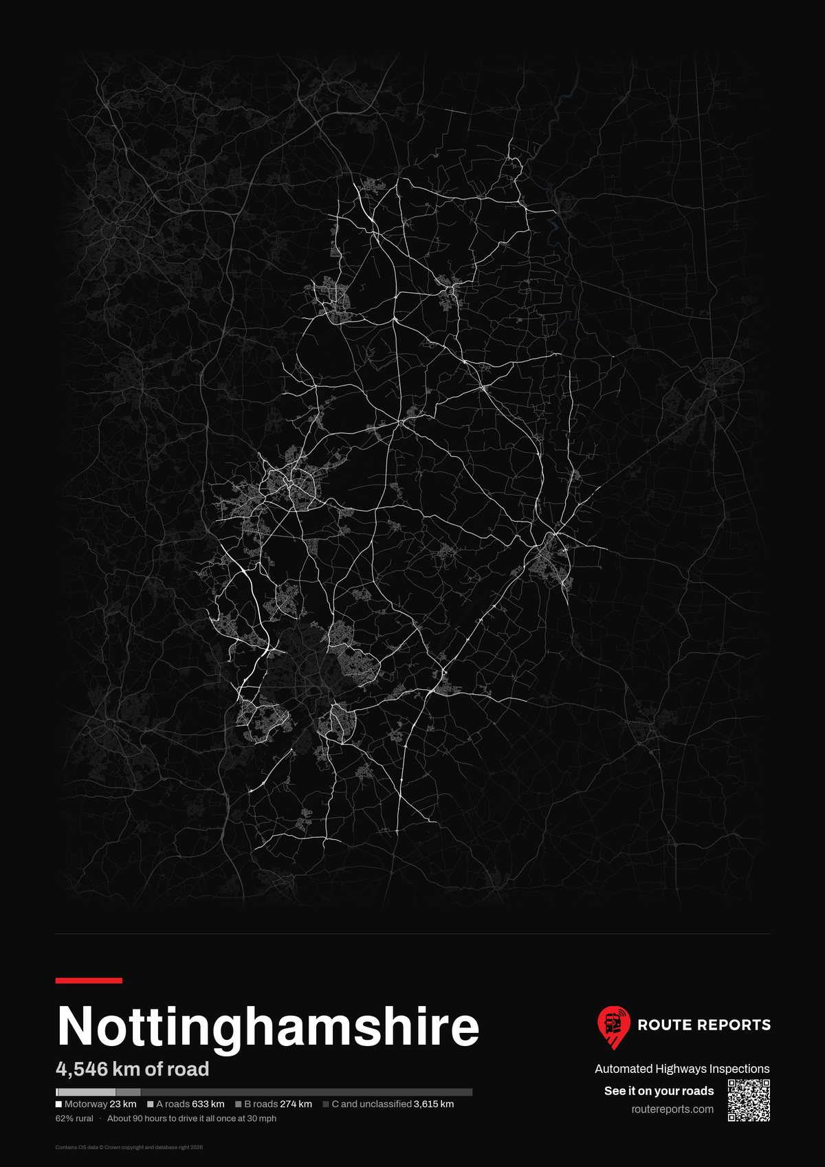 Road network poster, black