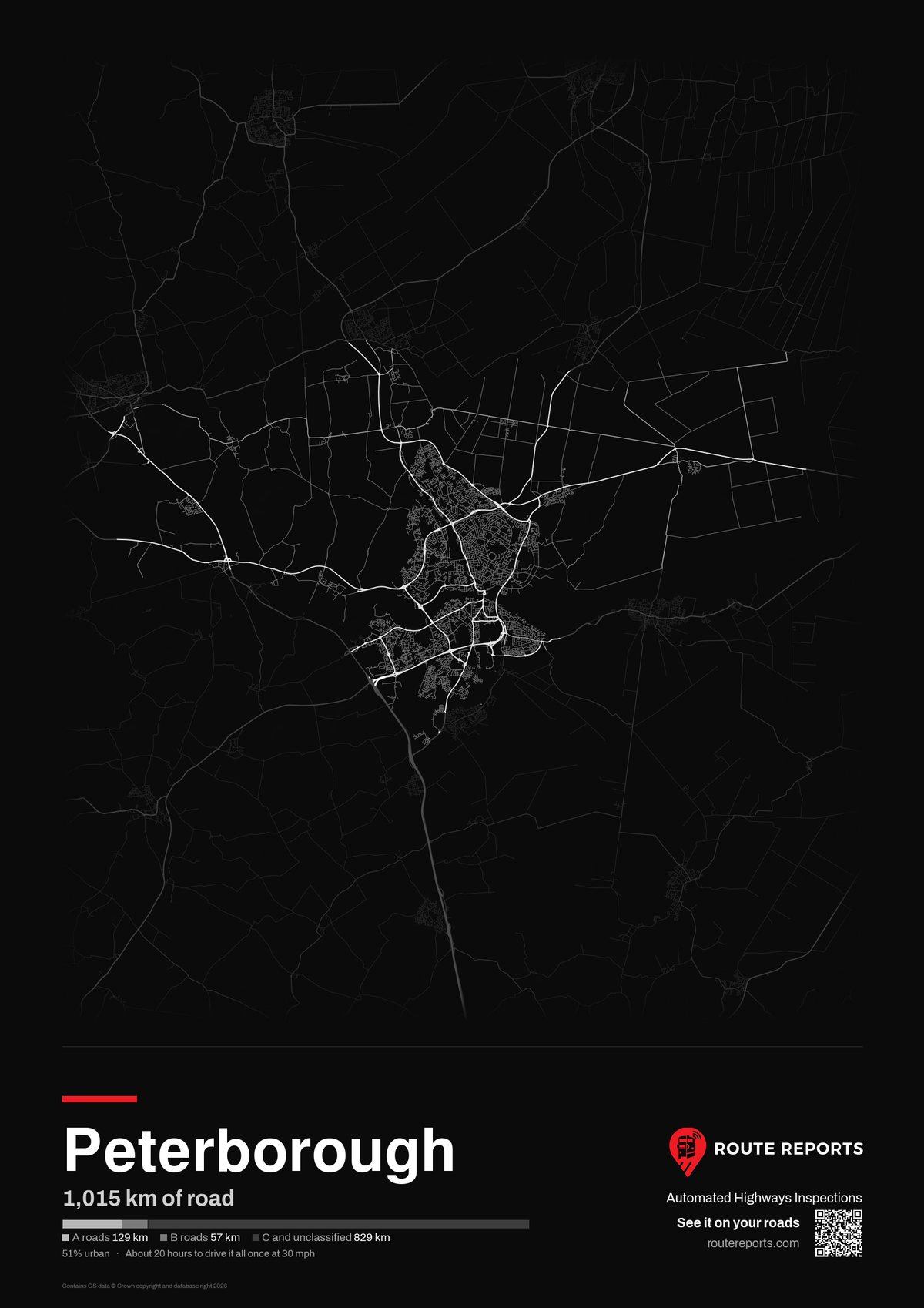 Road network poster, black