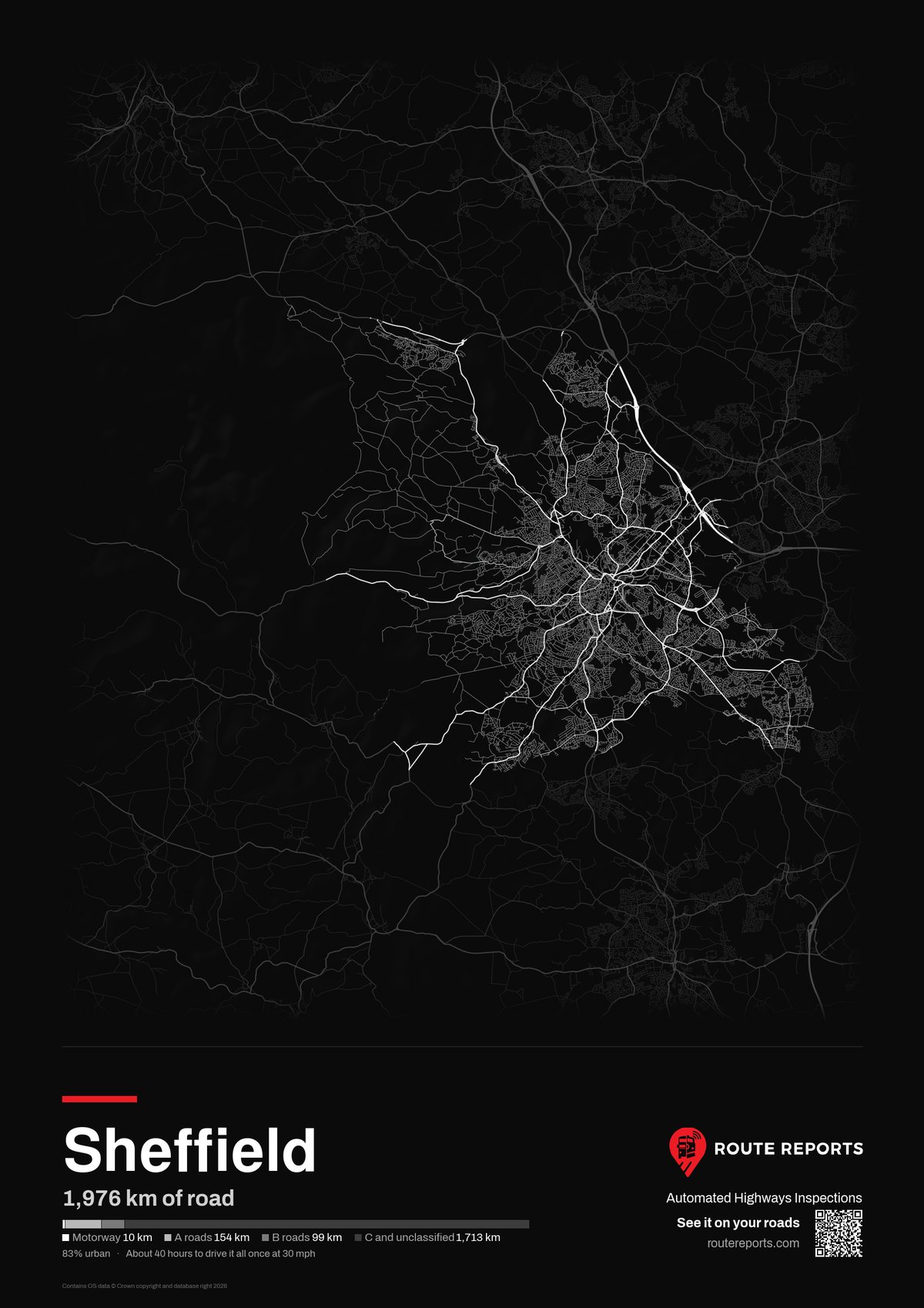 Road network poster, black