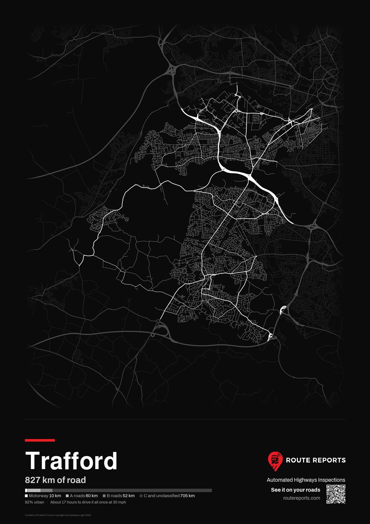 Road network poster, black