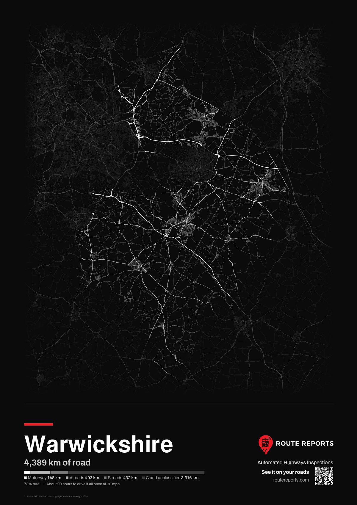 Road network poster, black