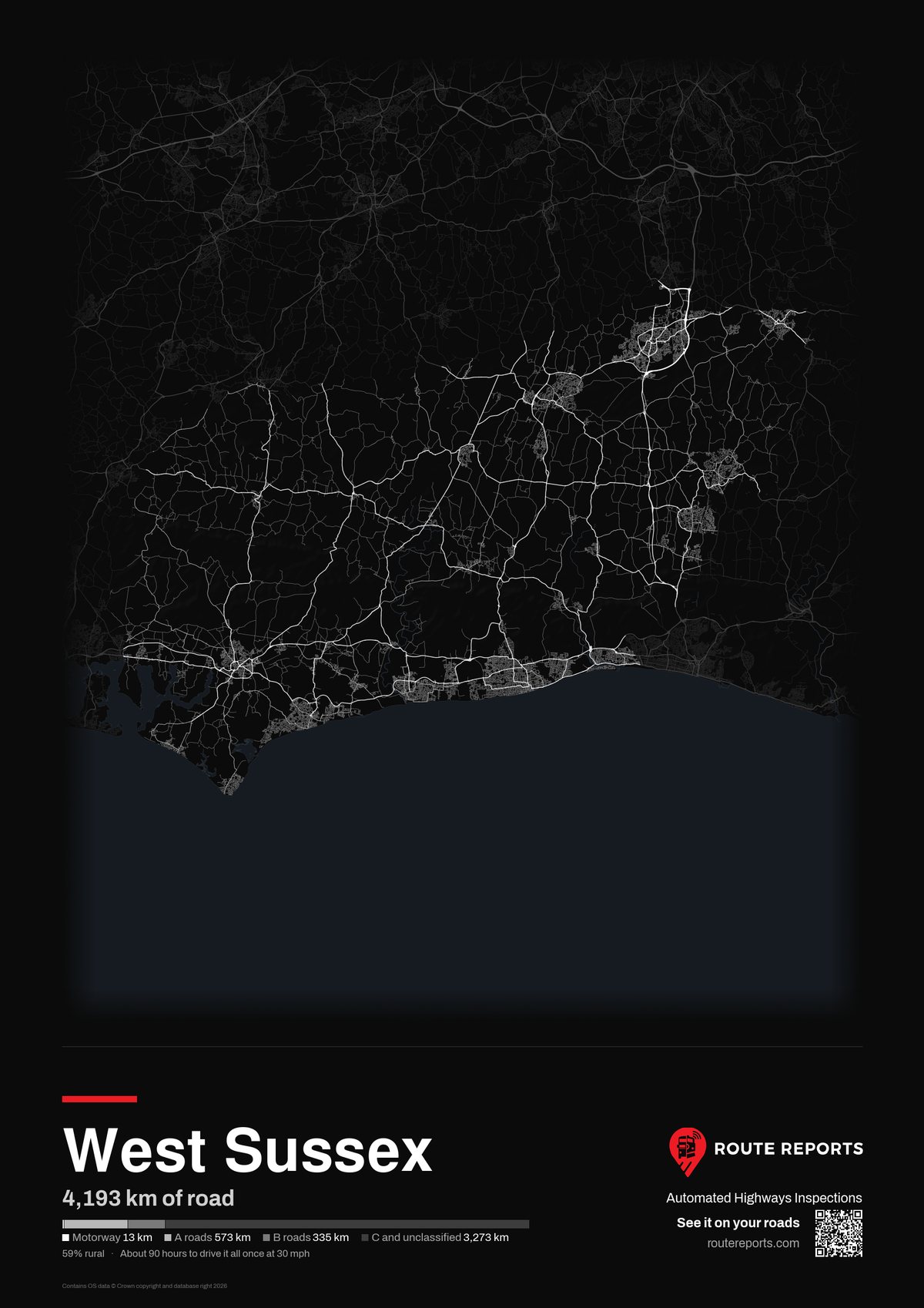Road network poster, black