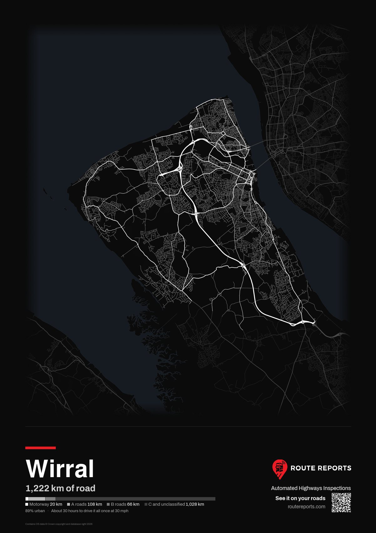 Road network poster, black