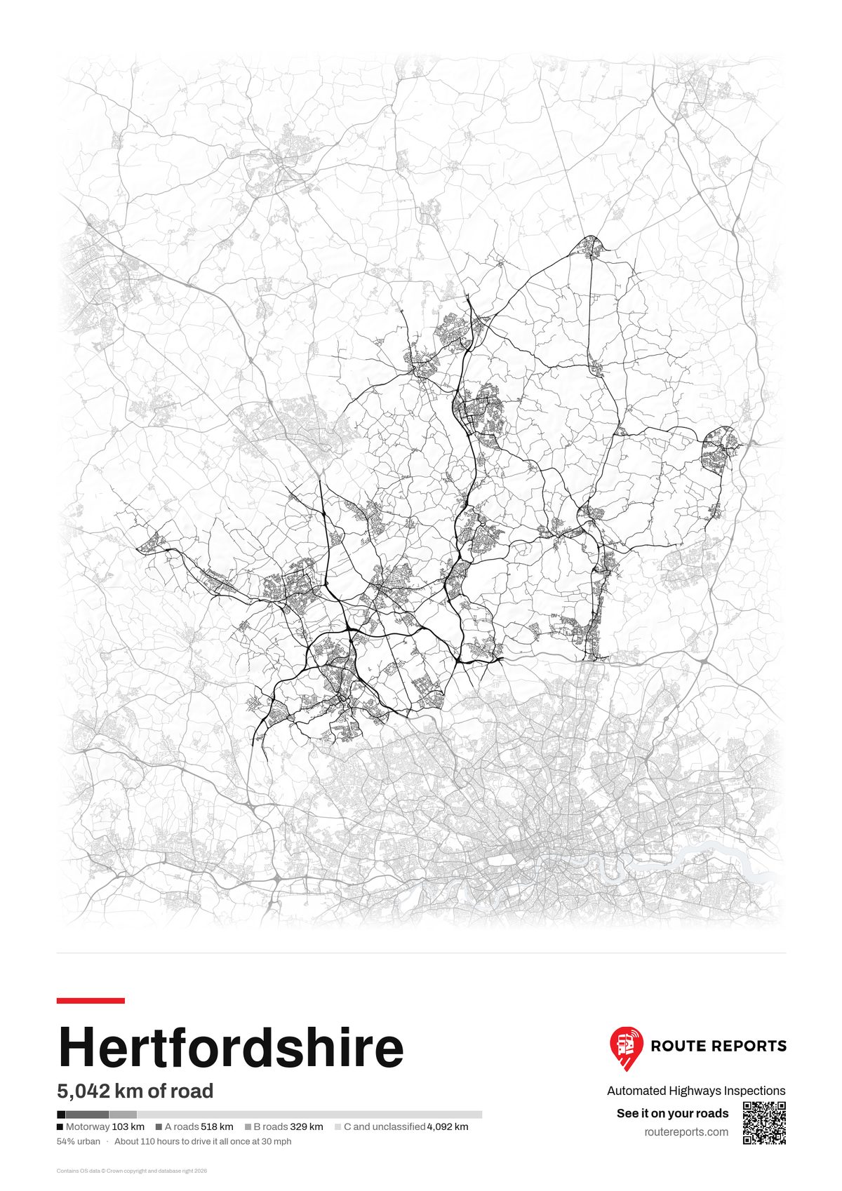 Road network poster, white