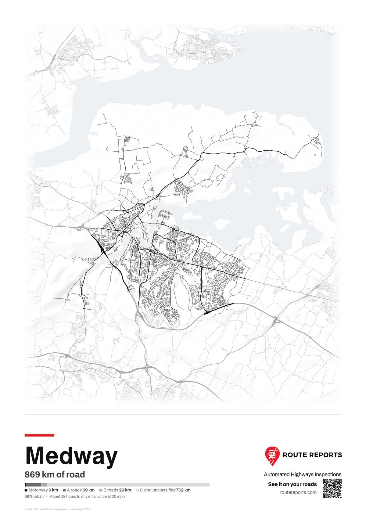 Road network poster, white