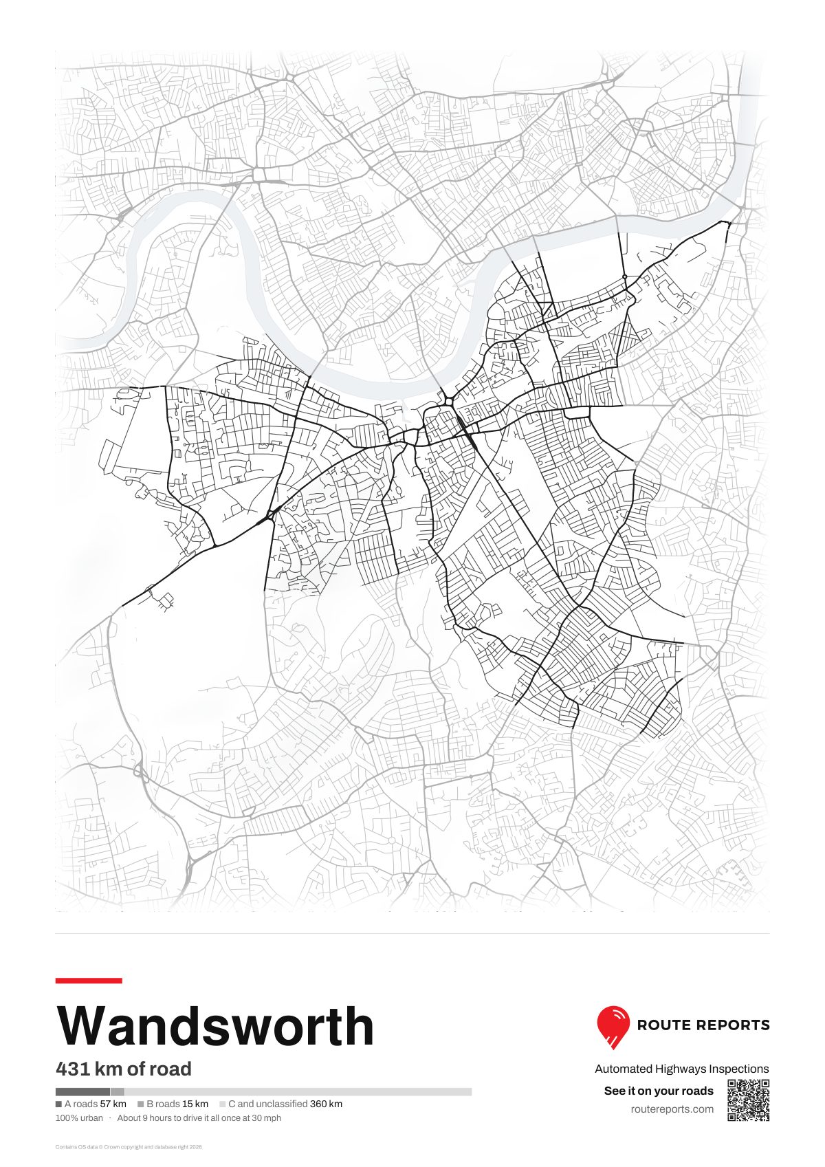 Road network poster, white