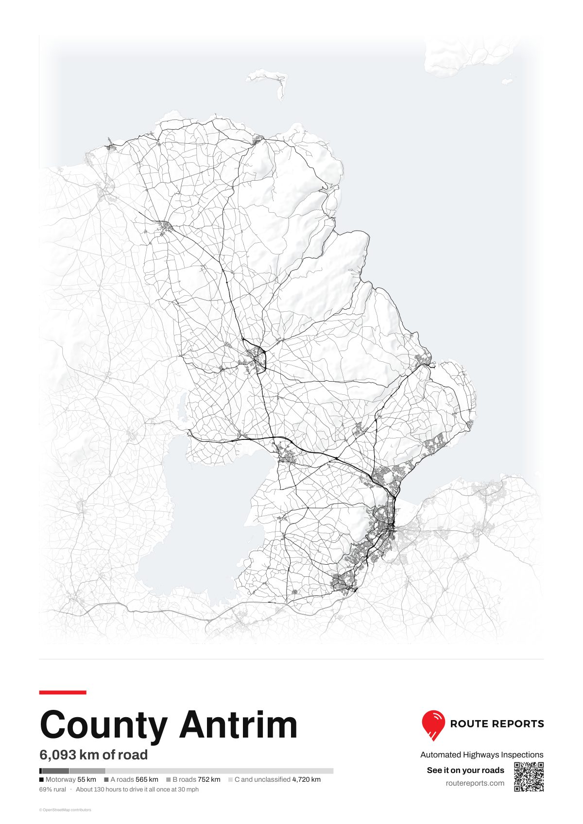Road network poster, white