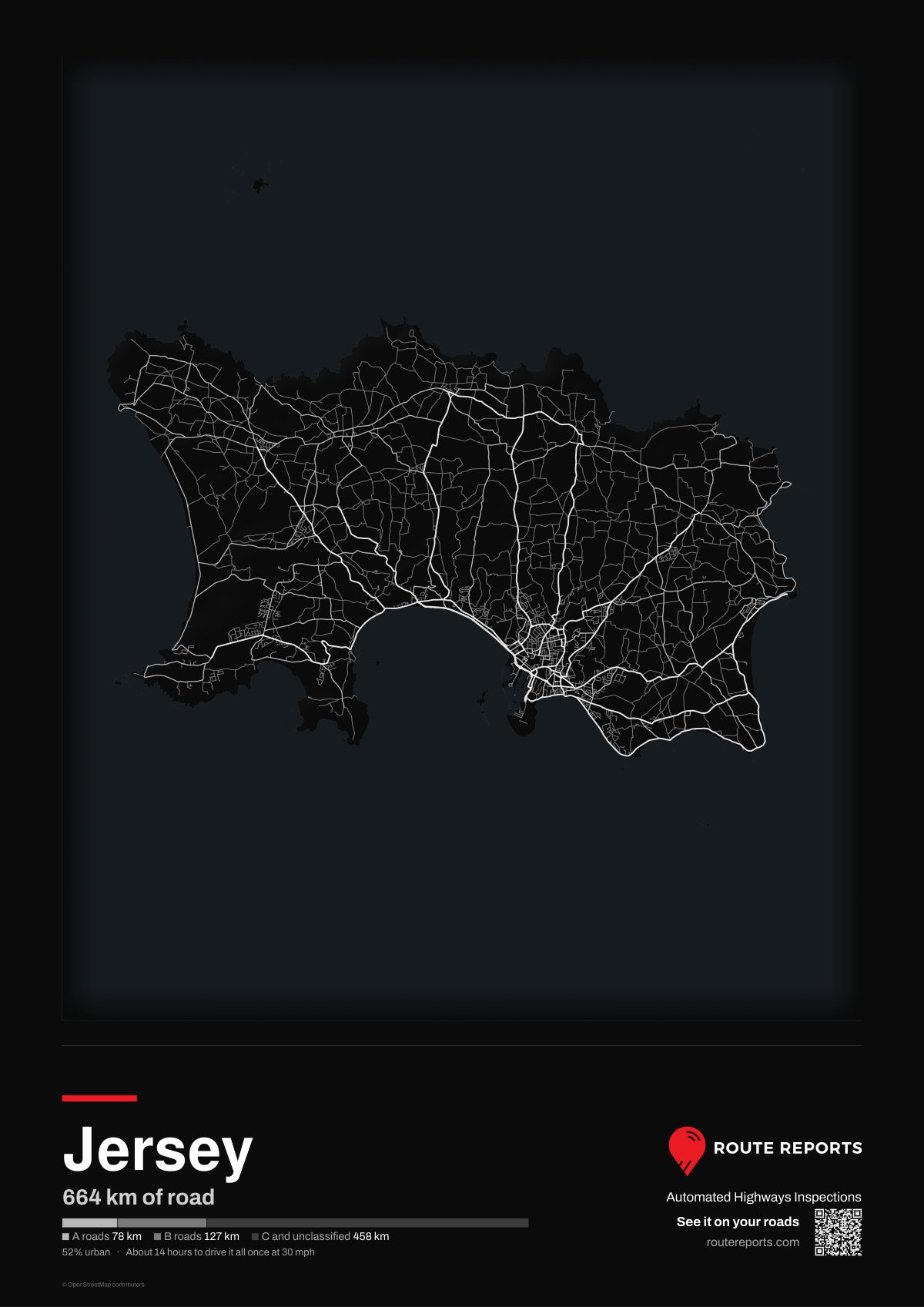 Road network poster, black