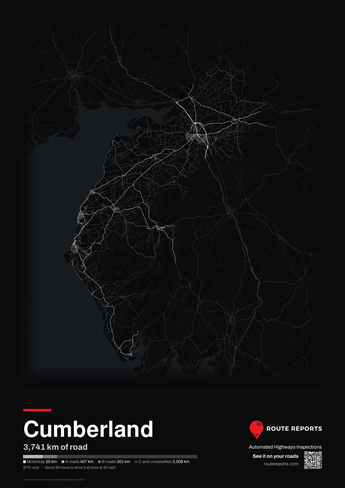 Road network poster, black