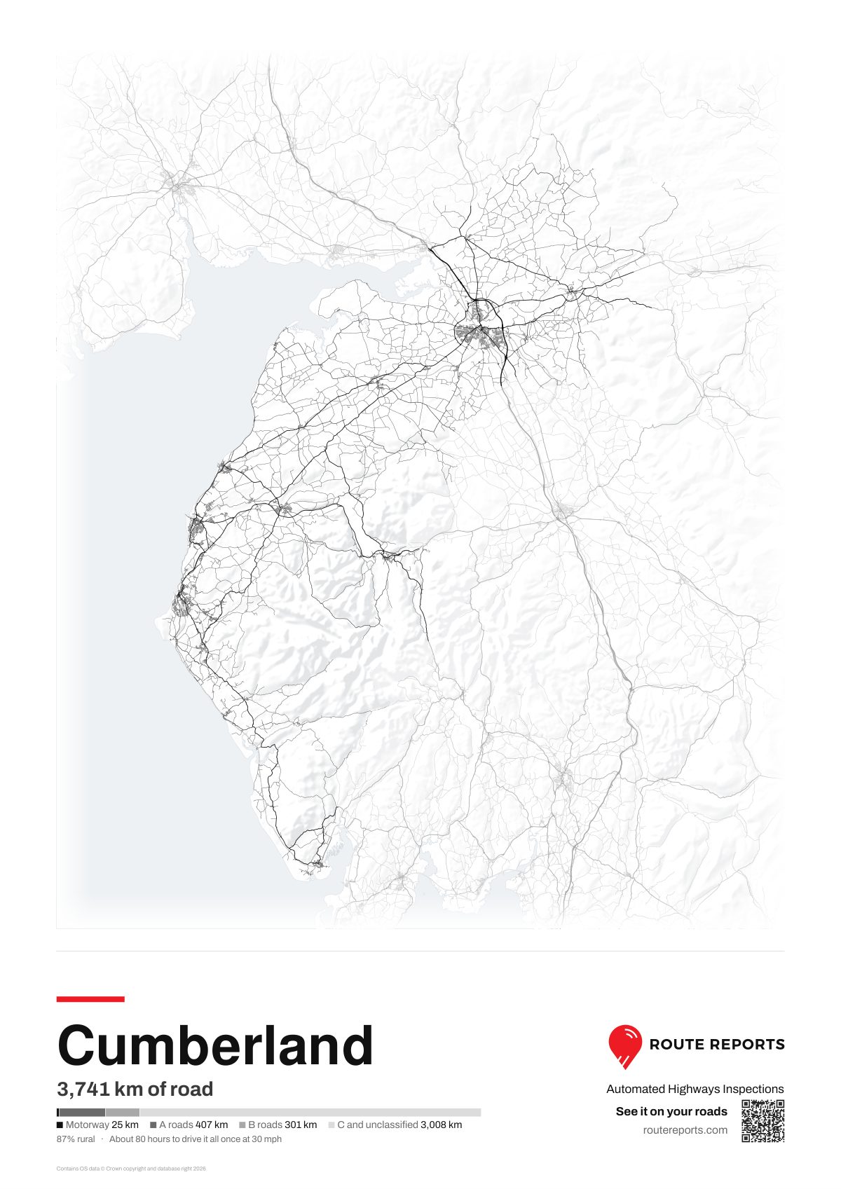 Road network poster, white