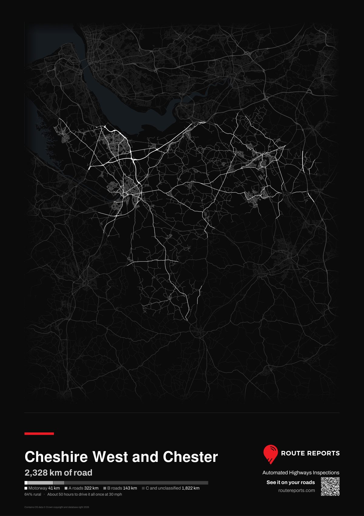 Road network poster, black