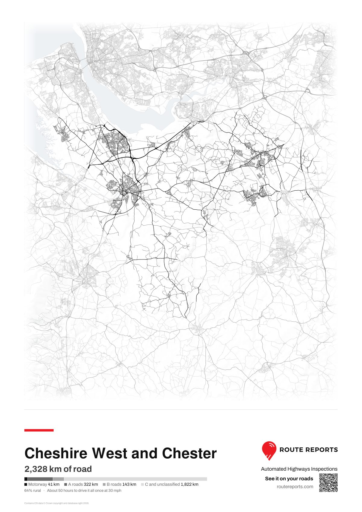 Road network poster, white
