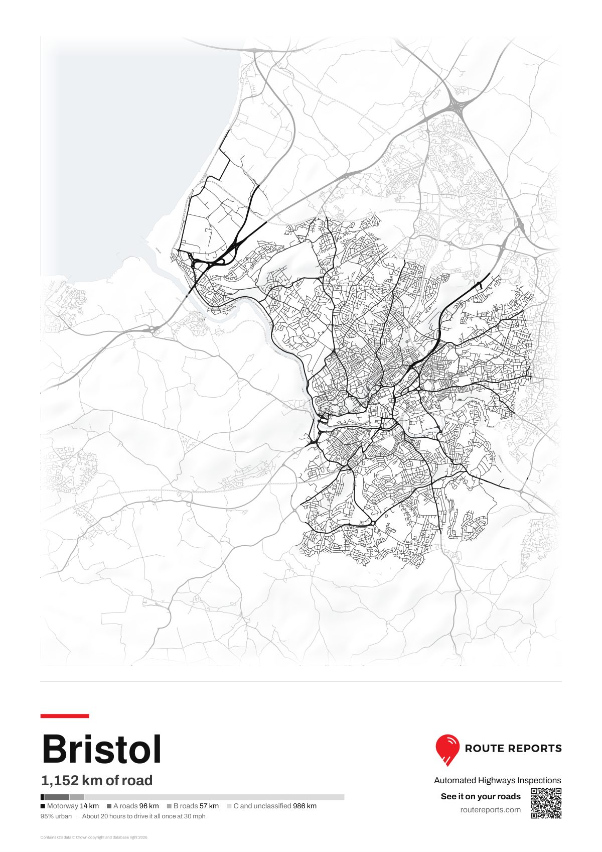 Road network poster, white