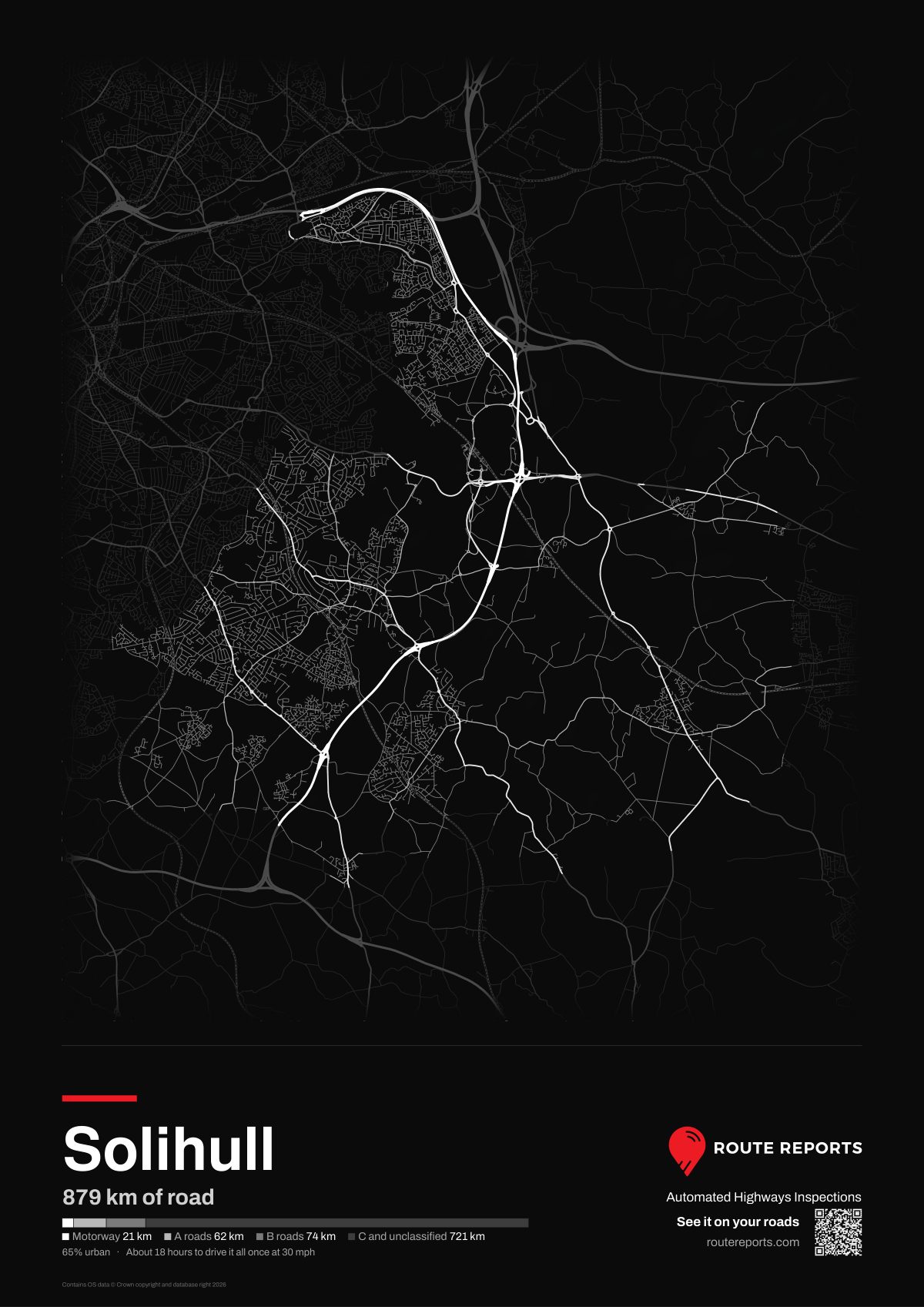 Road network poster, black