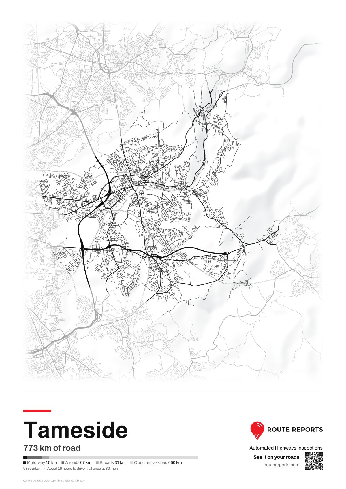 Road network poster, white