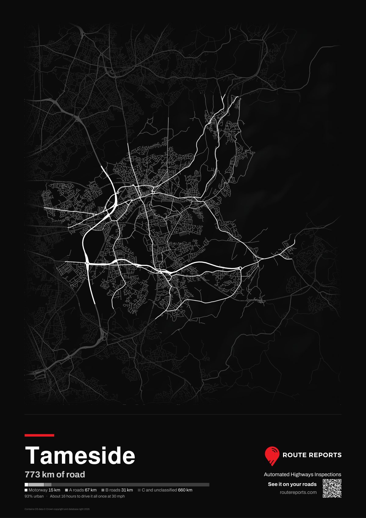 Road network poster, black