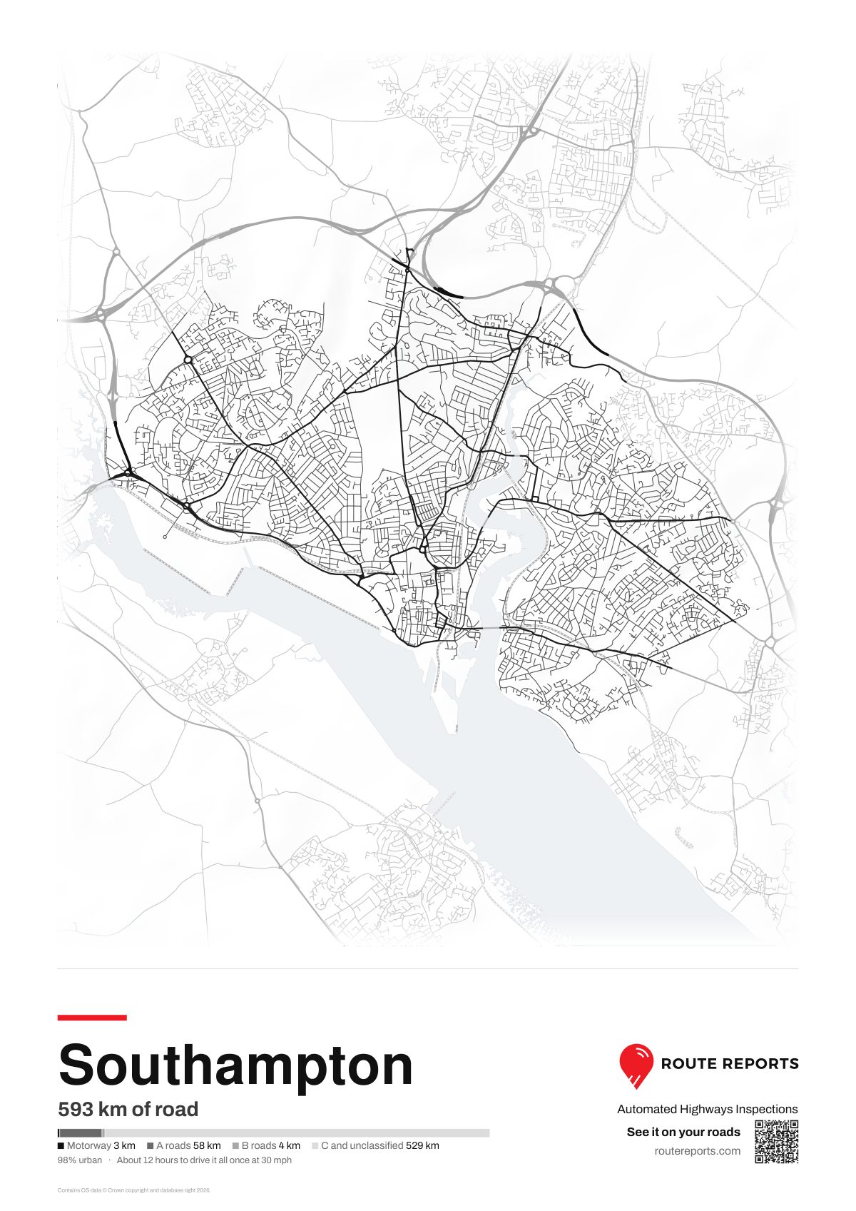 Road network poster, white