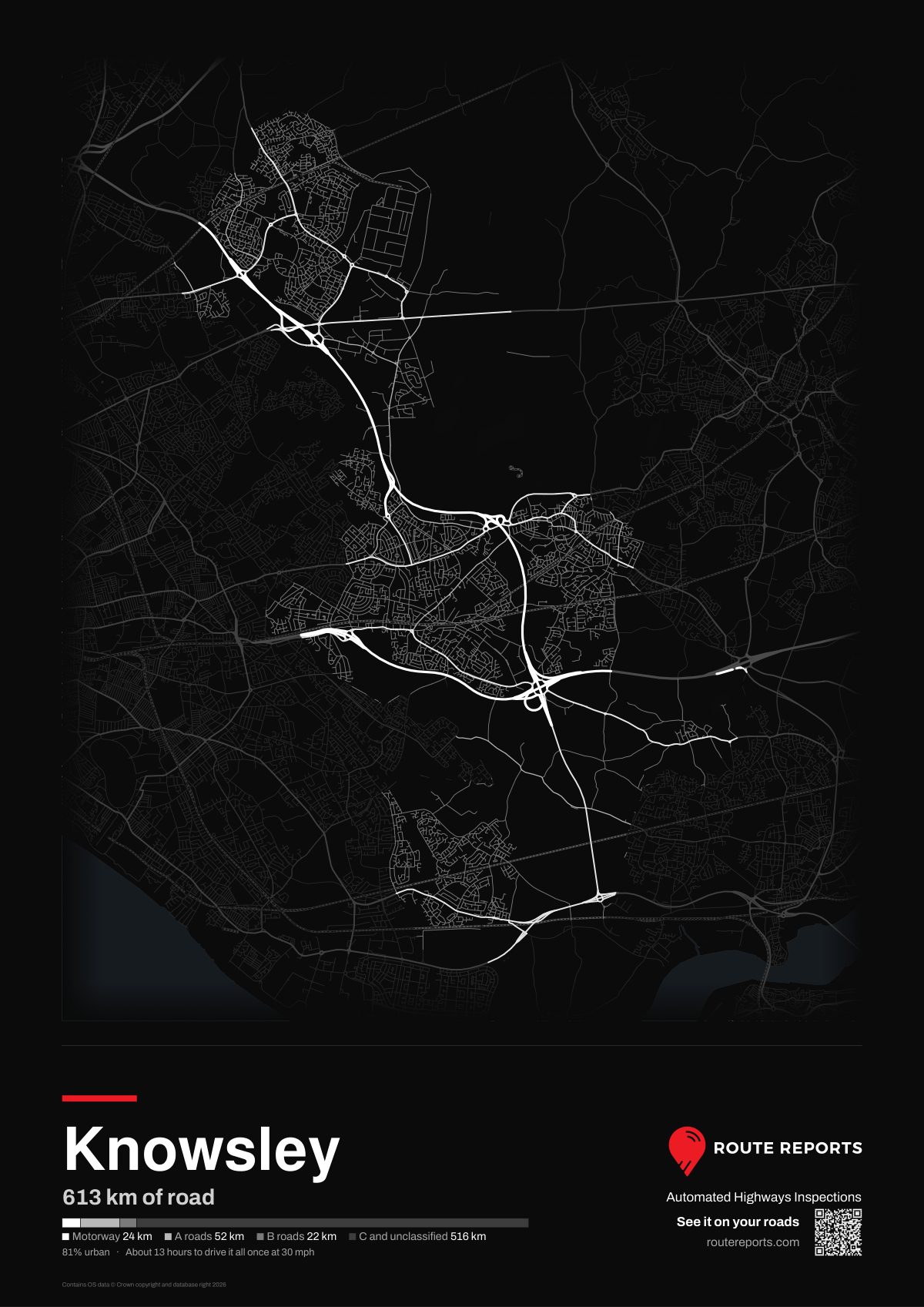 Road network poster, black