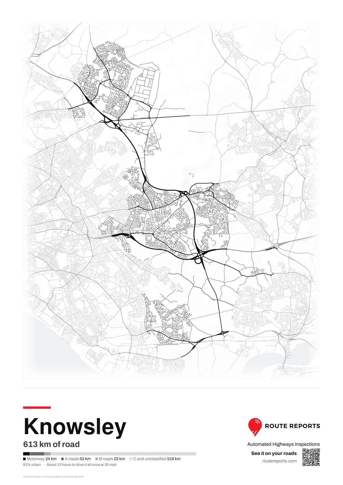 Road network poster, white