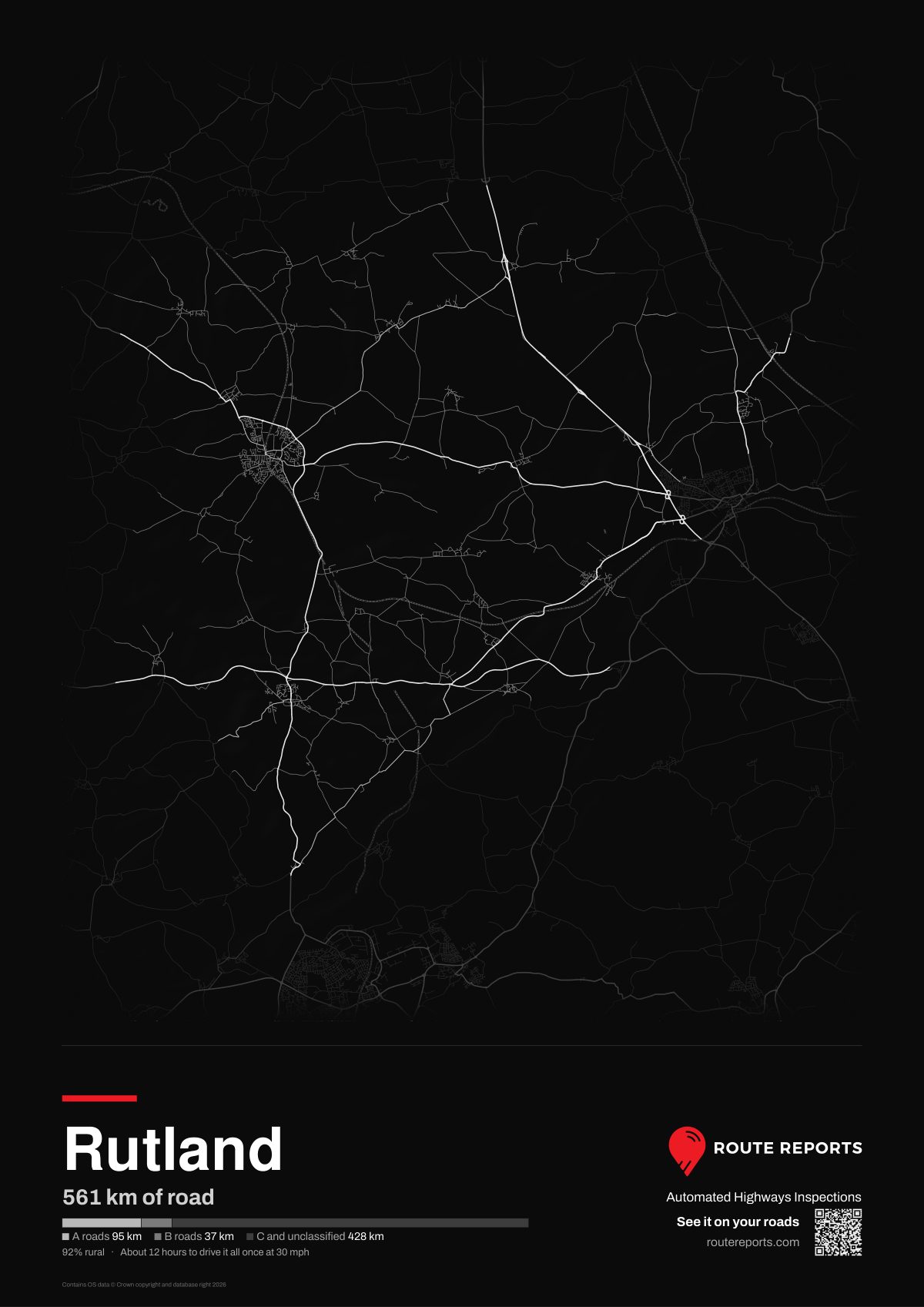 Road network poster, black