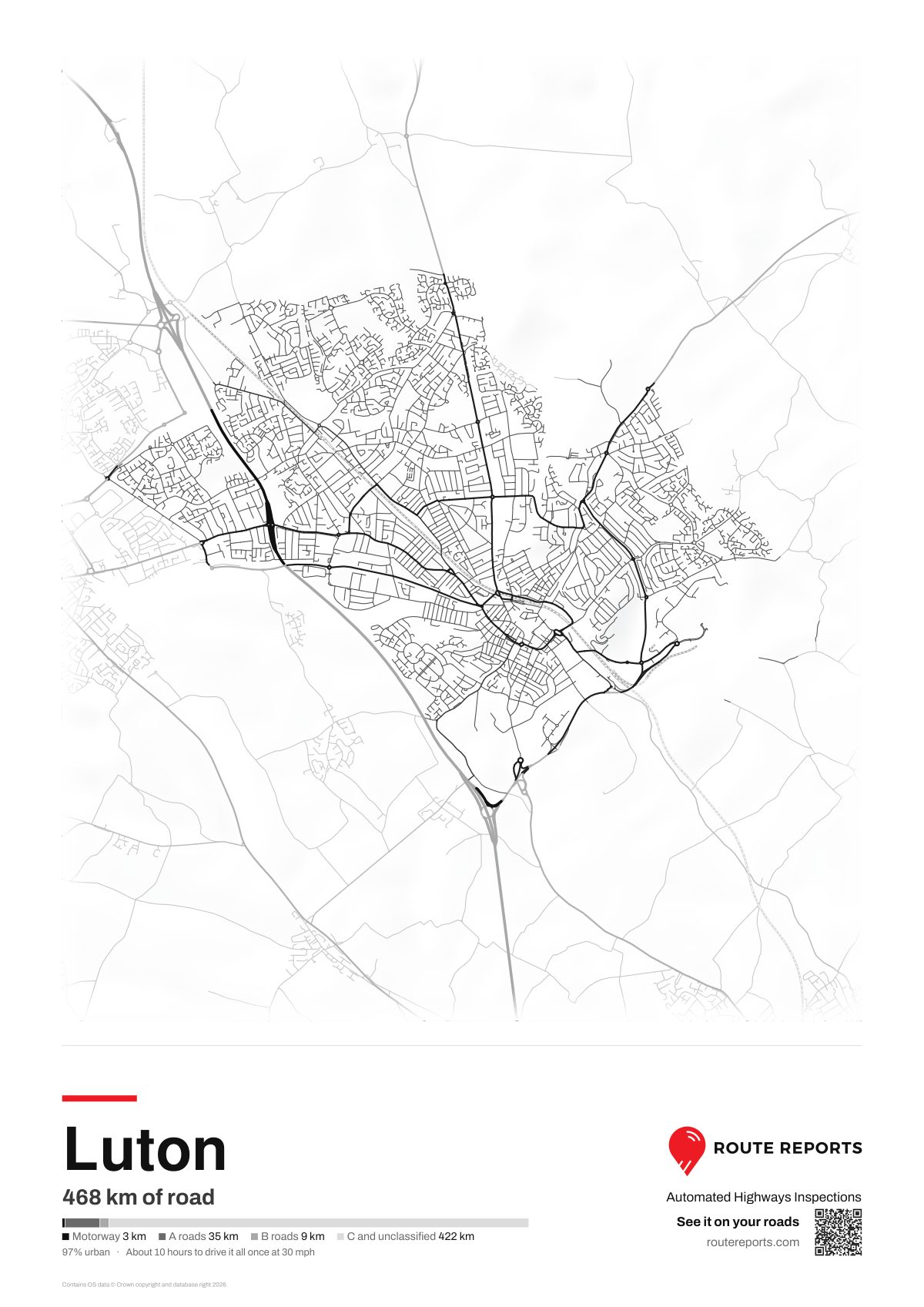 Road network poster, white
