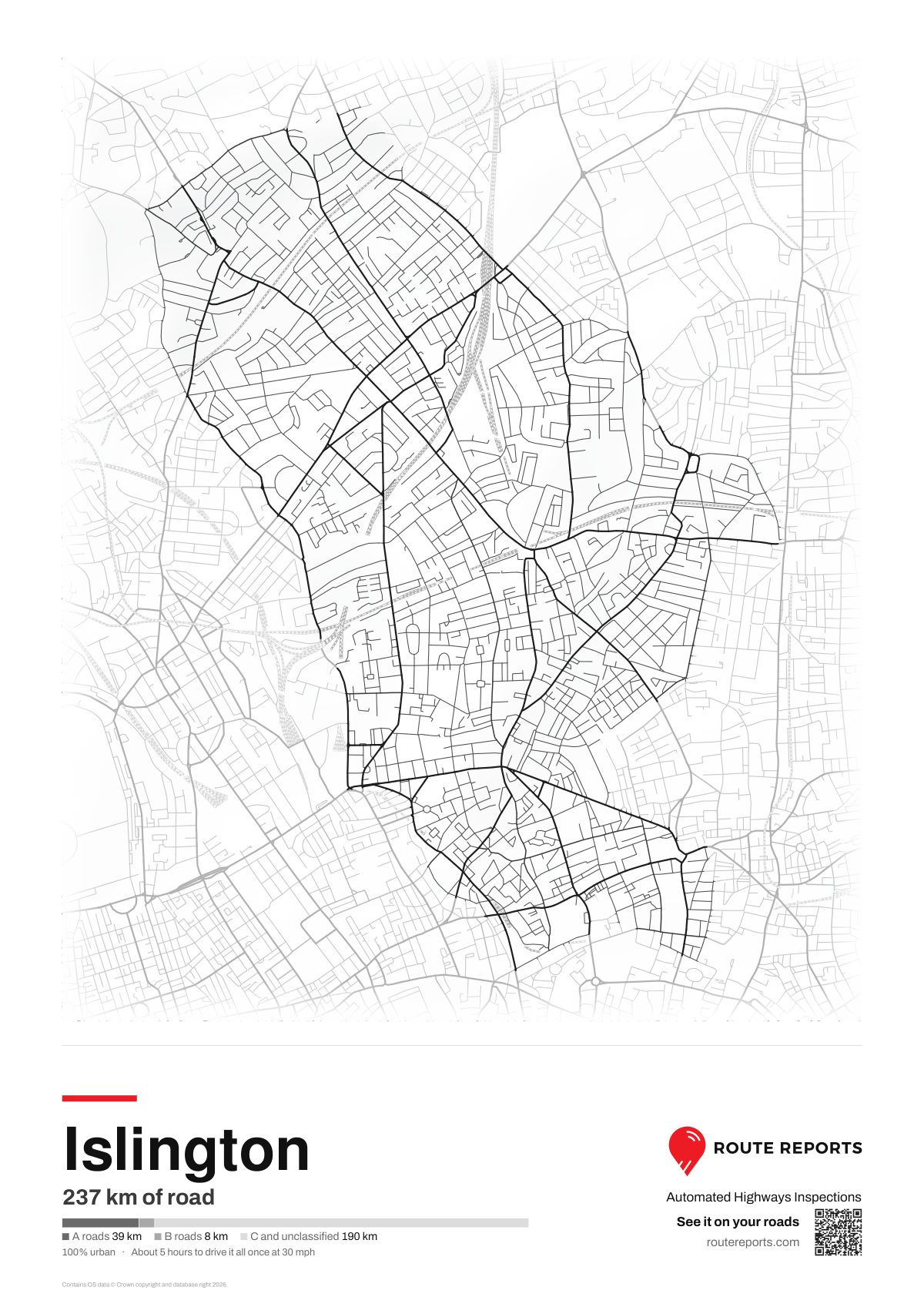 Road network poster, white