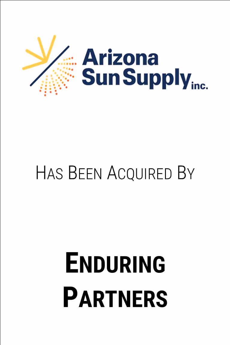 Web Tombstone - Arizona Sun Supply acquired by Enduring Partners