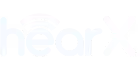 HearX company logo with stylized wireless signal symbol over the letter h.