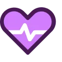 Purple heart with a white heartbeat line symbol inside.
