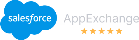 Salesforce AppExchange logo with five gold stars rating.