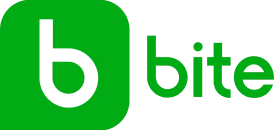 Bite brand logo with a lowercase 'b' in a green rounded square and the word bite in lowercase.