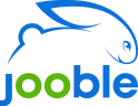Jooble logo with a blue stylized rabbit above green and blue text.