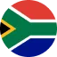 Flag of South Africa with green Y shape, black triangle, and red, blue, white, and gold sections.