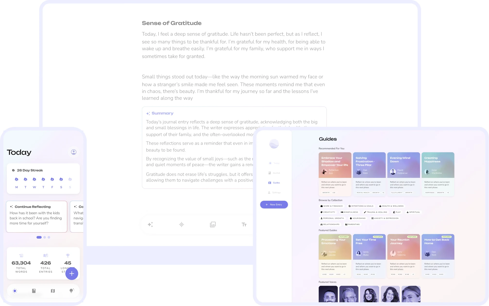 Reflection on desktop and iPhone: a journal entry, the Today screen and the guides library