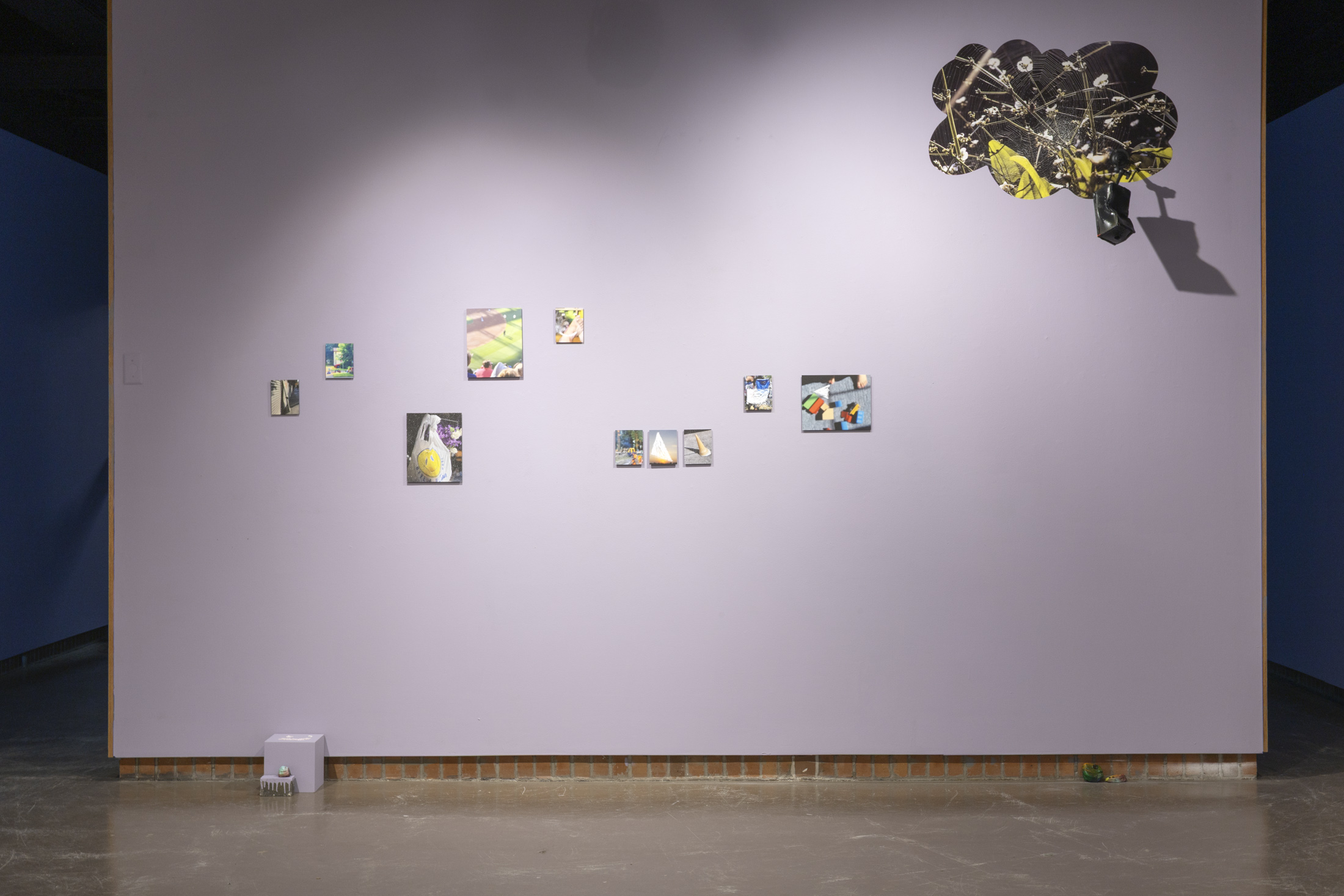 installation of haunted shapes dibond and cloud