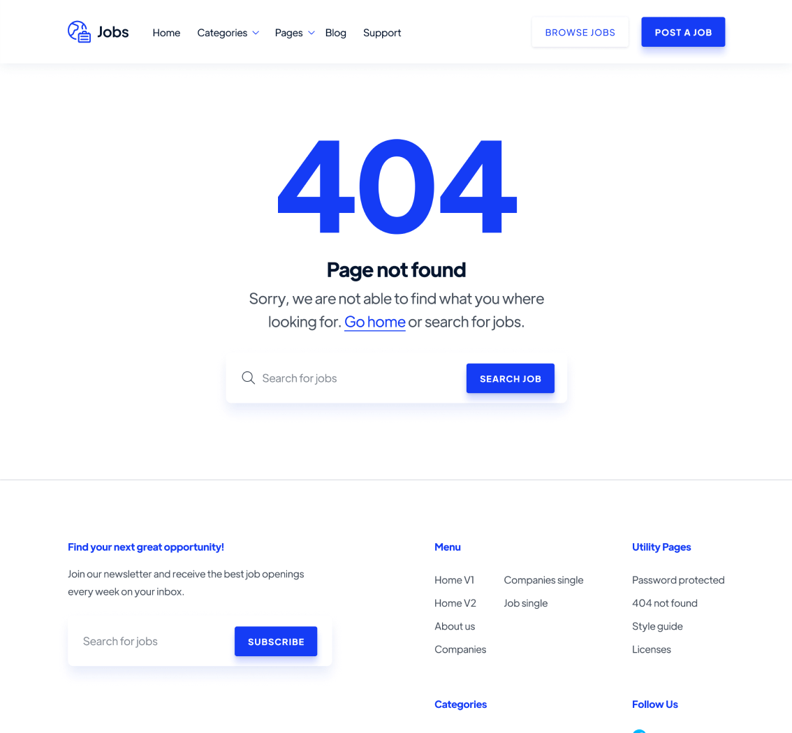 404 Not Found - Jobs Webflow Template