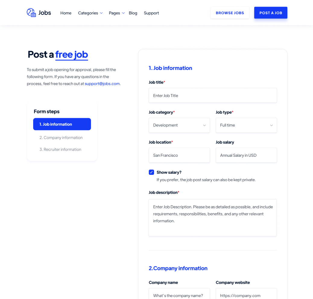 Free Job - Jobs Webflow Template
