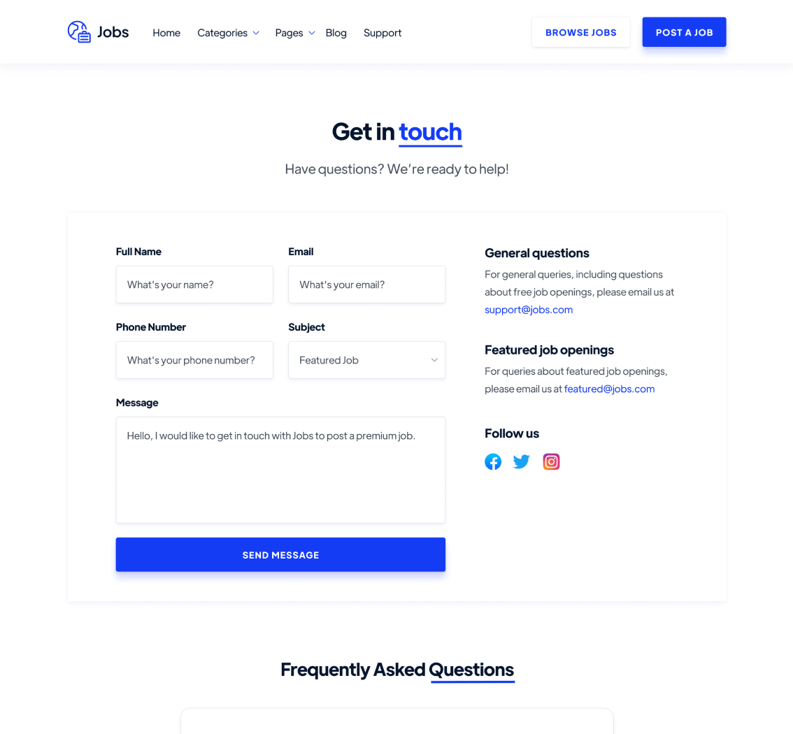 Support - Jobs Webflow Template