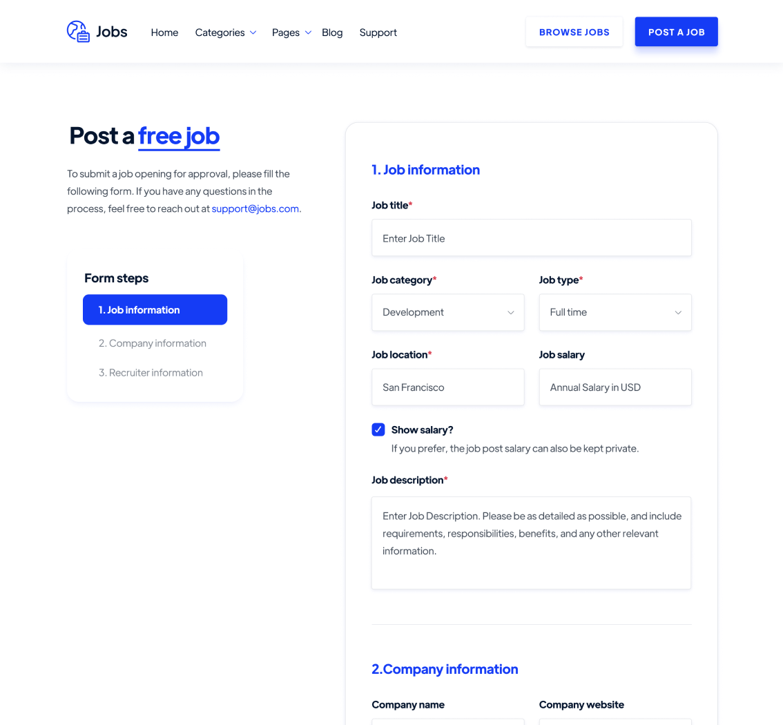 Post a Job - Jobs Webflow Template
