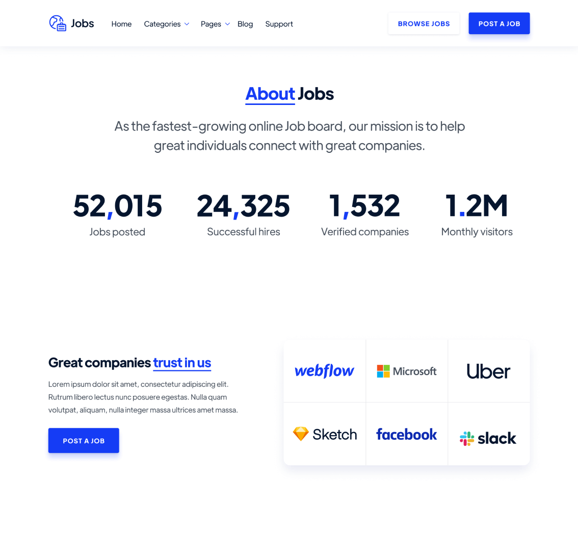 About - Jobs Webflow Template