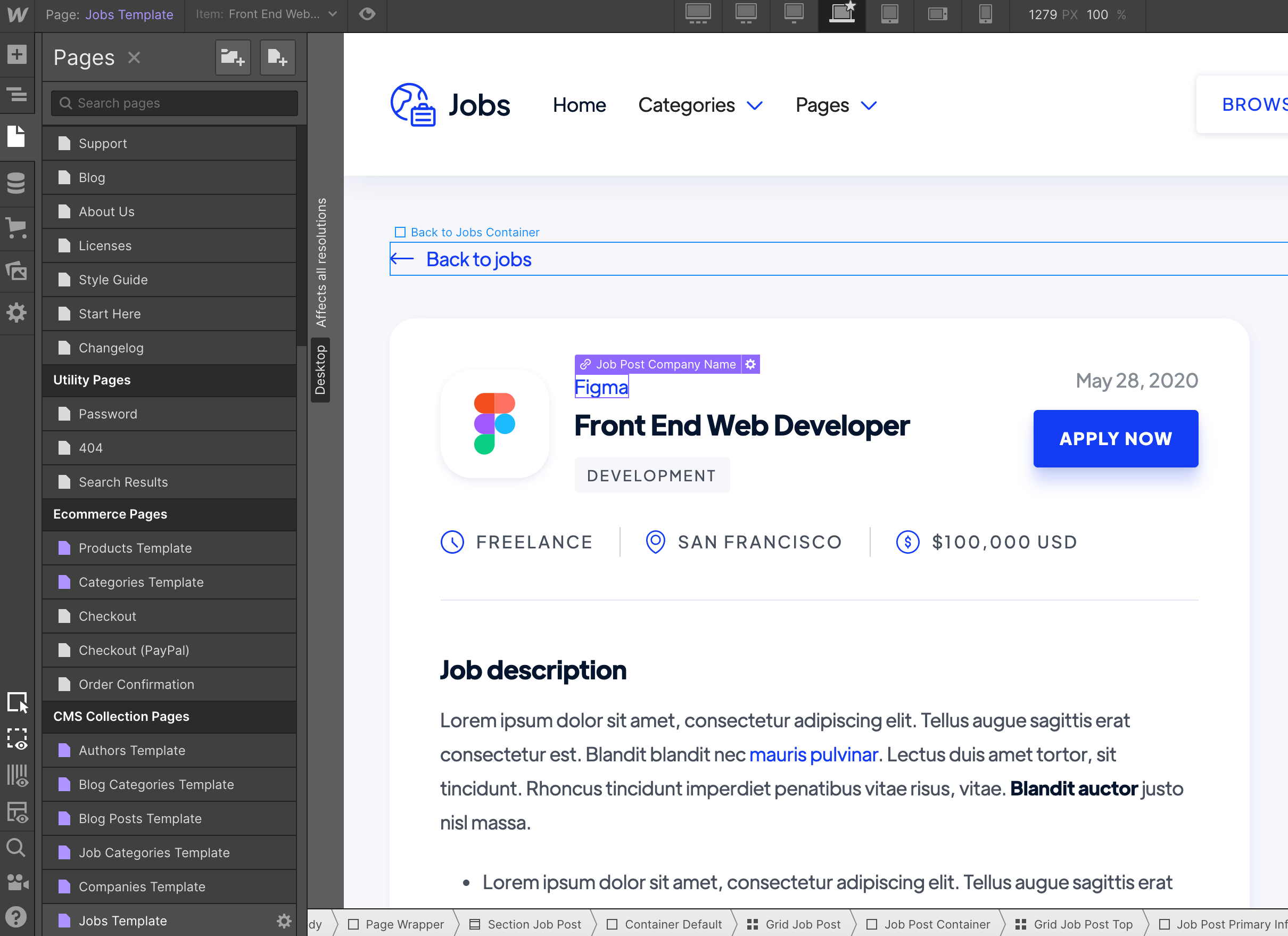CMS Item - Jobs Webflow Template