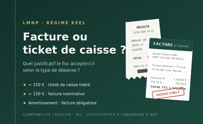 LMNP : facture ou ticket de caisse, quelle pièce justificative accepte le fisc ?