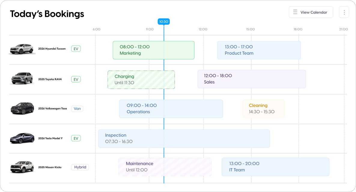Corporate car-sharing booking schedule