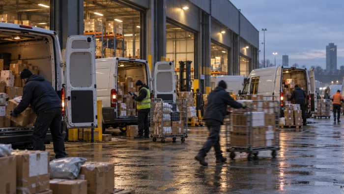 Large-scale last-mile delivery fleets during holiday season